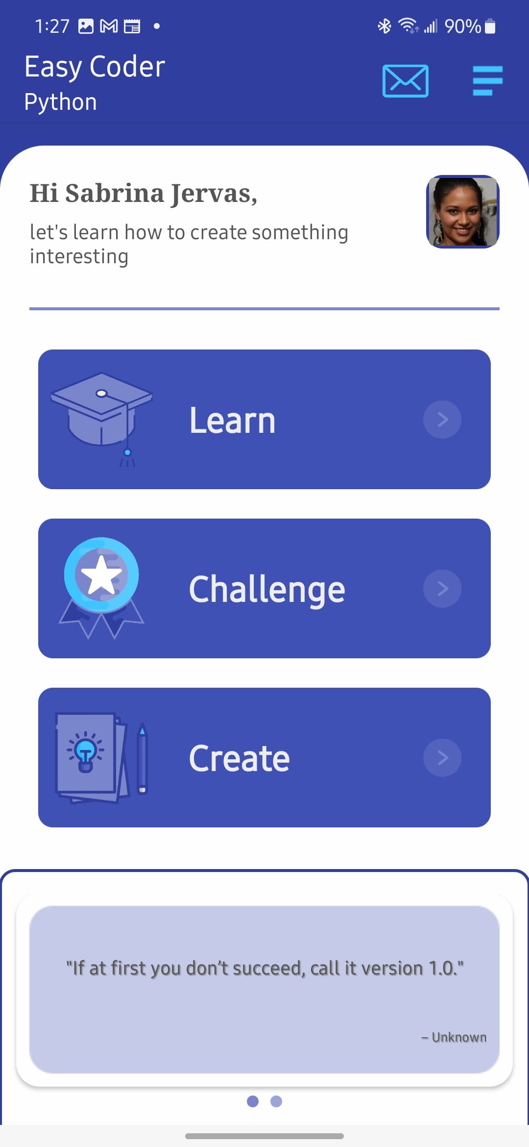 Easy Coder Python home screen