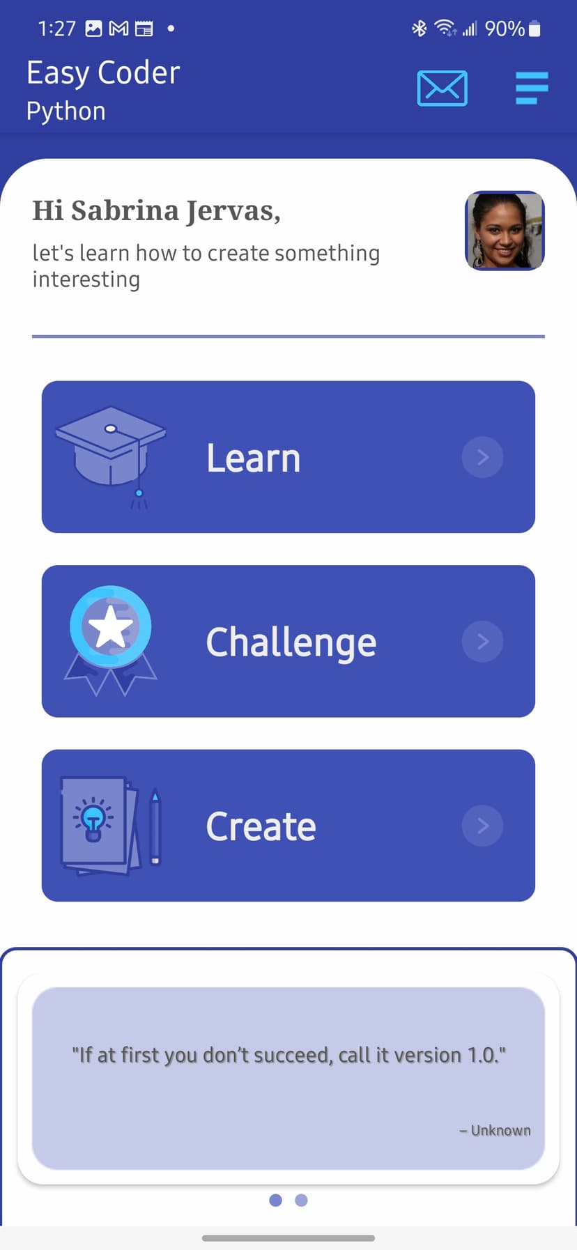 Easy Coder Python home screen