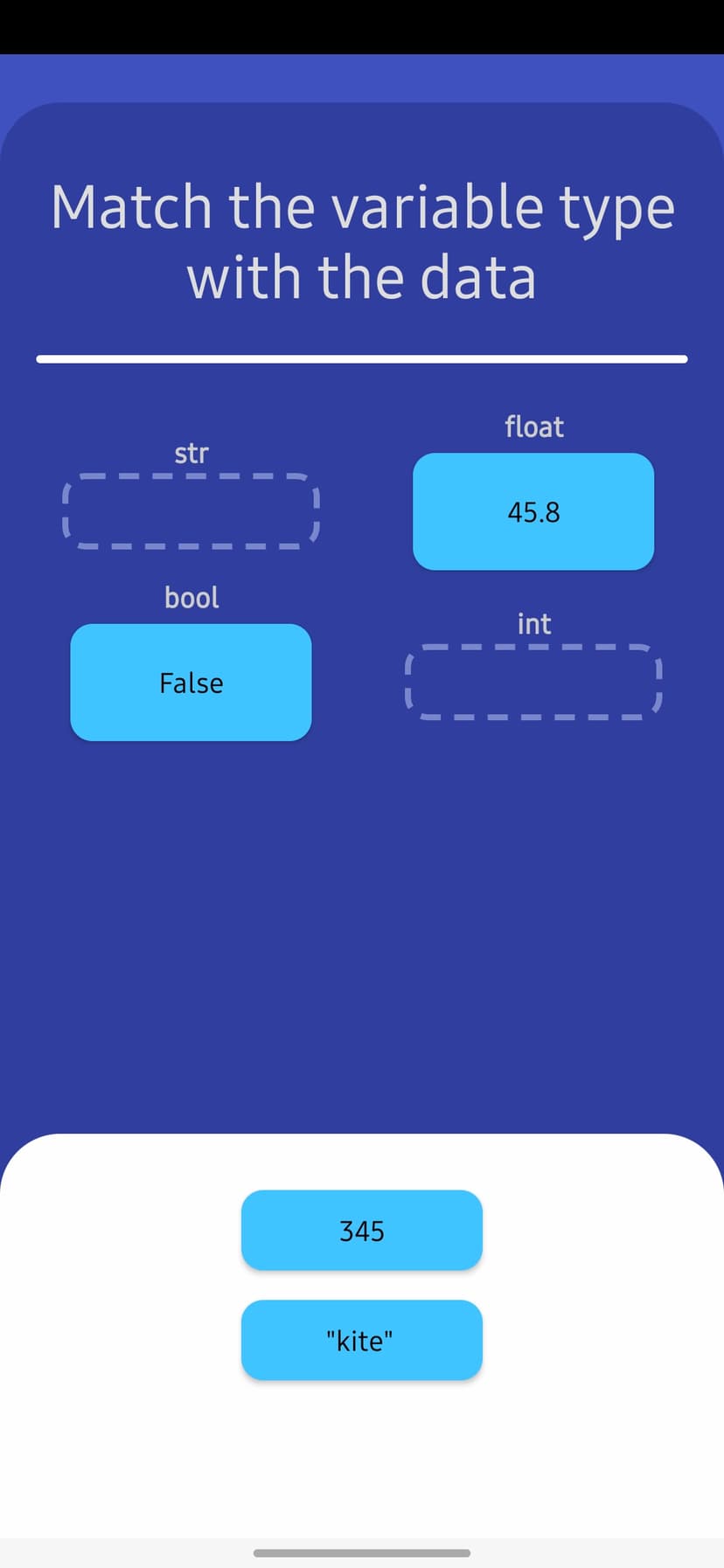 Interactive Python quiz